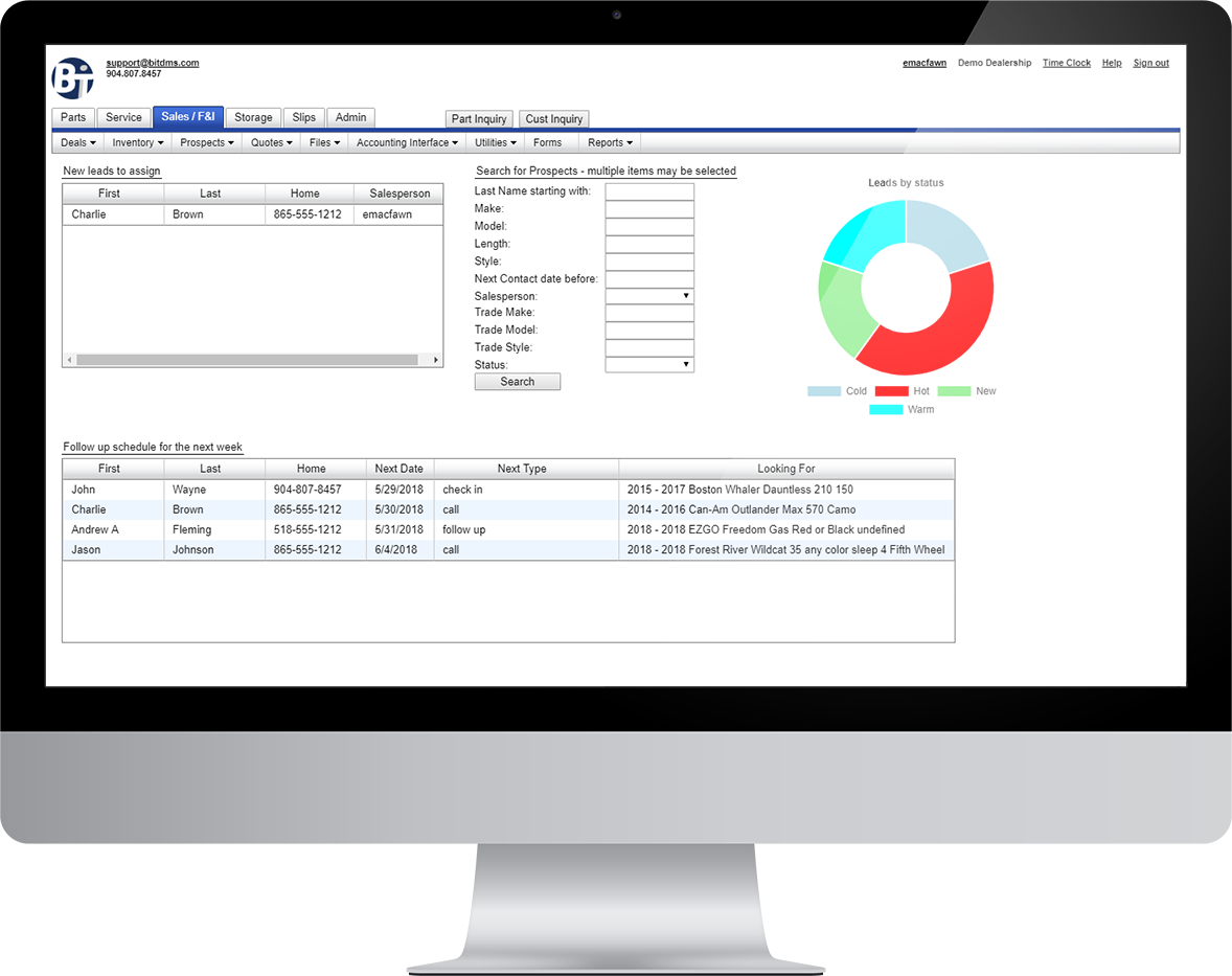 screenshot of BiT Dealership Software